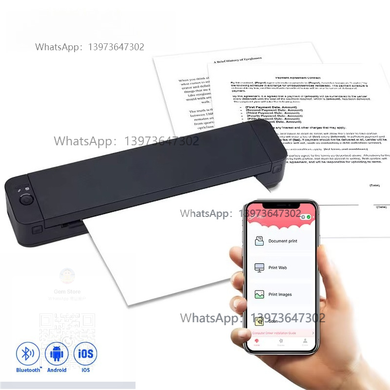 Thermal Printer - YENİ 300dpi Taşınabilir A4 Yazıcı Termal